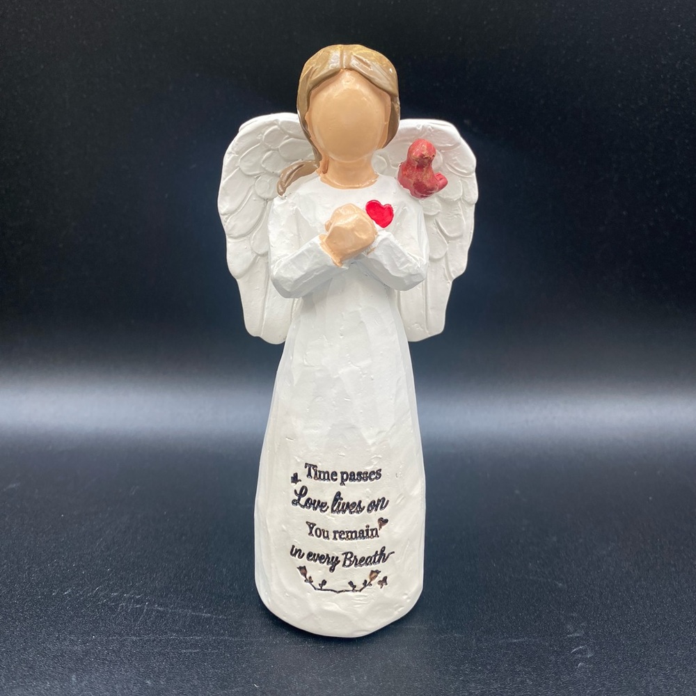 NEW ”In Loving Memory” Memorial Angel Figurine with Cardinal Gift 5” Tall